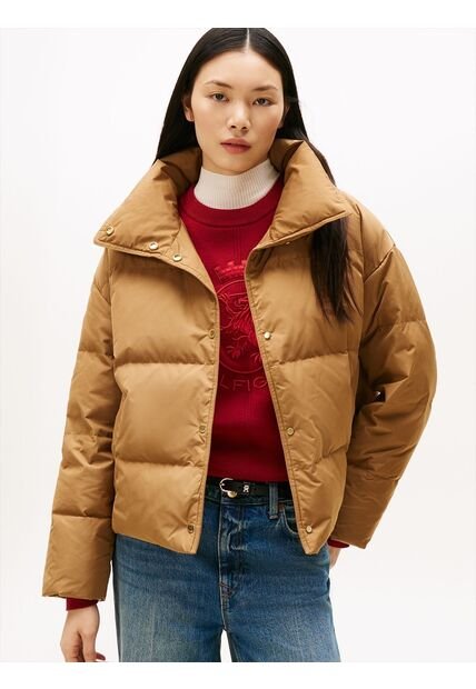 Chaqueta Naranja Acolchada Con Escudo Bordado Tommy Hilfiger