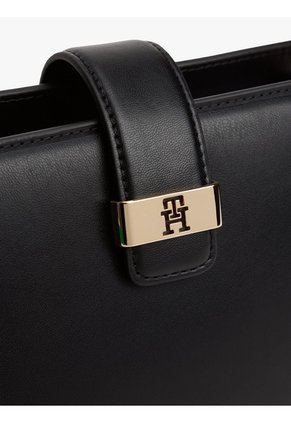 Bolso Negro Satchel Con Monograma TH Tommy Hilfiger