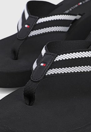 Sandalia Plataforma Negro-Blanco-Beige Tommy Hilfiger