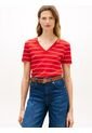 Camiseta Roja Slim Con Cuello En V Tommy Hilfiger de Tommy Hilfiger