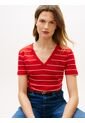 Camiseta Roja Slim Con Cuello En V Tommy Hilfiger de Tommy Hilfiger