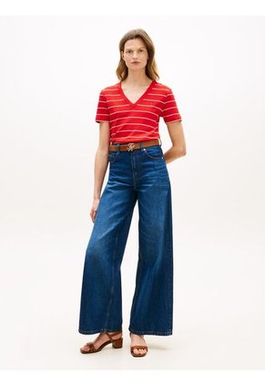 Camiseta Roja Slim Con Cuello En V Tommy Hilfiger
