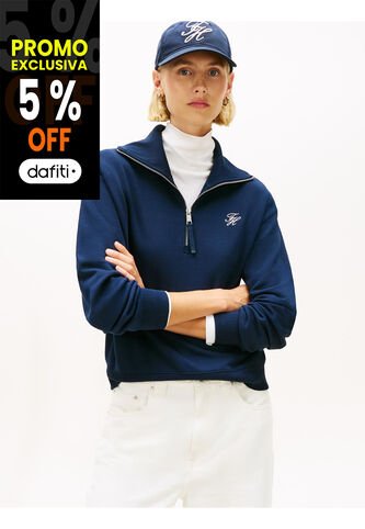 Saco Azul Con Cierre De Media Cremallera Con Logo Script Tommy Hilfiger Tommy Hilfiger