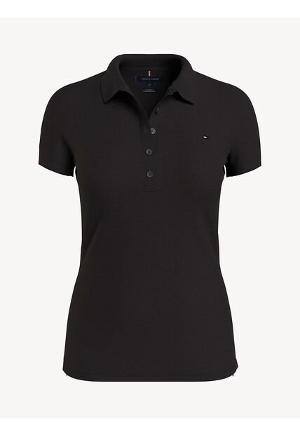 Polo Negro De Corte Slim Con Manga Corta Tommy Hilfiger