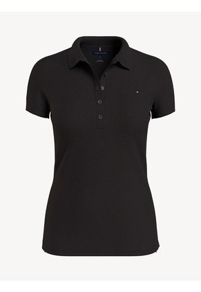 Polo Negro De Corte Slim Con Manga Corta Tommy Hilfiger