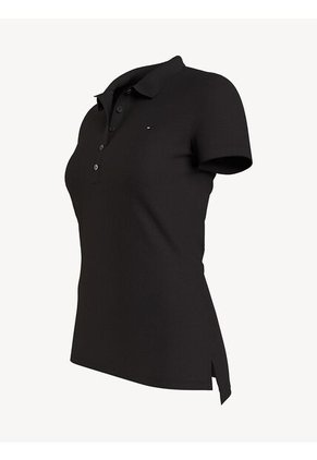 Polo Negro De Corte Slim Con Manga Corta Tommy Hilfiger