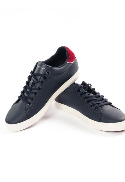 Tenis Cuero Con Monograma Hombre Azul Tommy Hilfiger