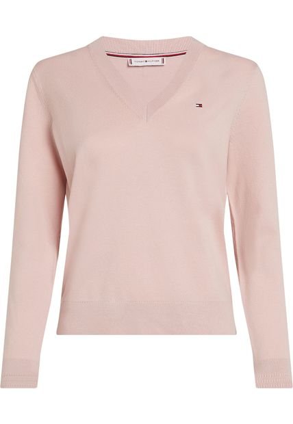 Saco Rosa De Punto Con Cuello En V Tommy Hilfiger