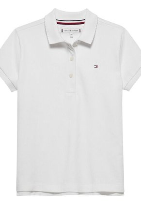 Polo Blanco Con Puños Festoneados Tommy Hilfiger