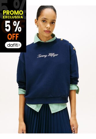Saco Azul De Felpa Con Logo Script Y Botones Decorativos Tommy Hilfiger Tommy Hilfiger