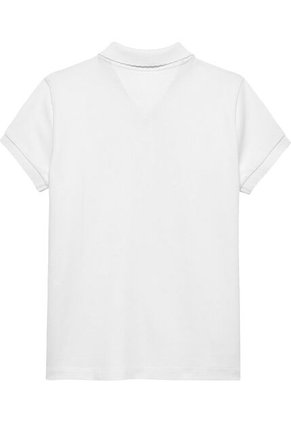 Polo Blanco Con Puños Festoneados Tommy Hilfiger