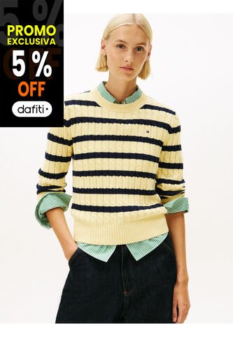 Saco Amarillo De Punto Con Cuello Redondo Tommy Hilfiger Tommy Hilfiger
