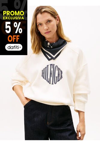 Saco Blanco De Felpa Con Cuello En V Tommy Hilfiger Tommy Hilfiger