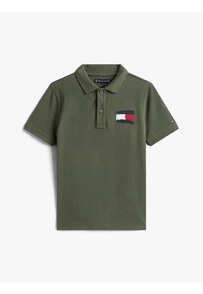Polo Gris Con Bandera Bordada En El Pecho Tommy Hilfiger