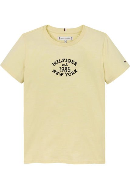 Camiseta Niña Amarilla Corte Slim Y Logo Aterciopelado Tommy Hilfiger