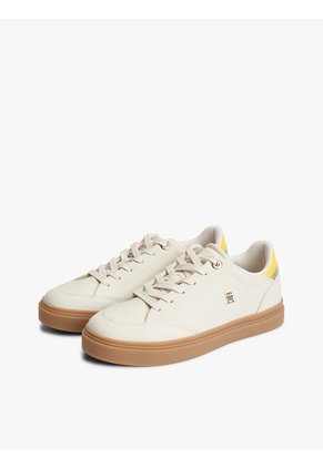 Tenis Marfil De Cuero Con Monograma TH Tommy Hilfiger
