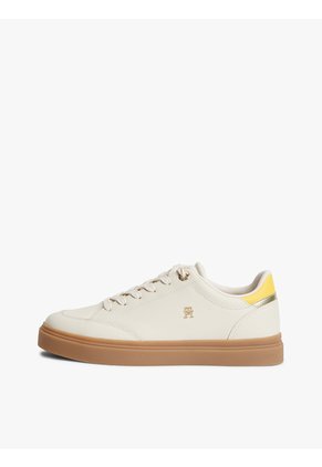 Tenis Marfil De Cuero Con Monograma TH Tommy Hilfiger