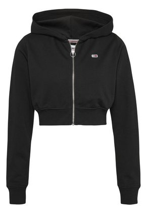 Saco Con Gorro Cropped Con Estampado Del Logo Mujer Negro Tommy Jeans