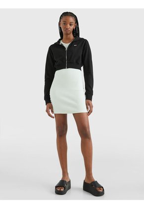 Saco Con Gorro Cropped Con Estampado Del Logo Mujer Negro Tommy Jeans