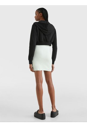 Saco Con Gorro Cropped Con Estampado Del Logo Mujer Negro Tommy Jeans