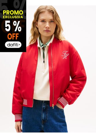 Chaqueta Roja Bomber Con Logo Script Tommy Hilfiger Tommy Hilfiger