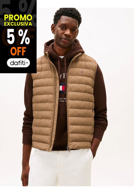 Chaleco Beige Plegable En Tejido Que Repele El Agua Tommy Hilfiger