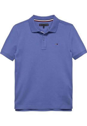 Polo Azul De Punto Interlock De Corte Regular Tommy Hilfiger