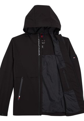 Chaqueta Th Protect Con Gorro Y Cierre Hombre Negro Tommy Hilfiger