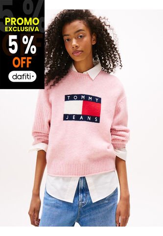 Saco Rosado Amplio Jaspeado Con Logo Tommy Jeans Tommy Hilfiger