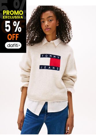 Saco Blanco Amplio Jaspeado Con Logo Tommy Jeans Tommy Hilfiger