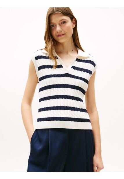 Polo Multicolor De Punto Trenzado Sin Mangas Tommy Hilfiger