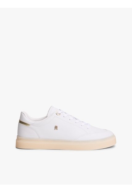 Tenis Blanco De Cuero Con Monograma TH Tommy Hilfiger