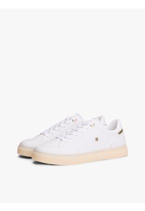 Tenis Blanco De Cuero Con Monograma TH Tommy Hilfiger