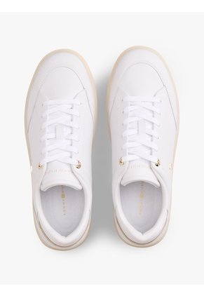 Tenis Blanco De Cuero Con Monograma TH Tommy Hilfiger
