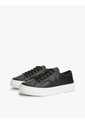Tenis Negro De Cuero Granulada Con Plataforma Y Logo Tommy Hilfiger de Tommy Hilfiger