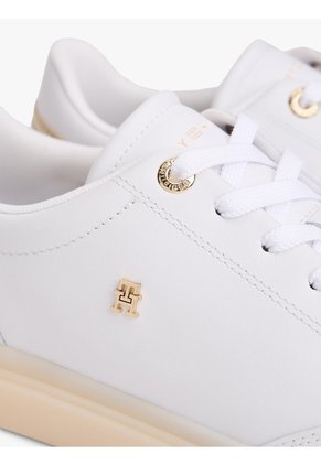 Tenis Blanco De Cuero Con Monograma TH Tommy Hilfiger