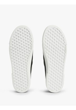 Tenis Negro De Cuero Granulada Con Plataforma Y Logo Tommy Hilfiger