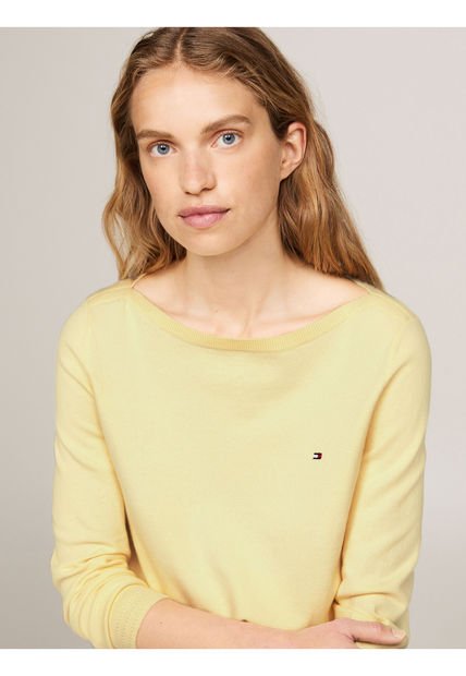 Saco Amarillo Tejido Con Cuello Barco Tommy Hilfiger