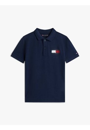 Polo Azul Con Bandera Bordada En El Pecho Tommy Hilfiger