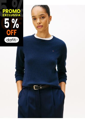 Saco Azul De Lana Con Cuello Redondo Tommy Hilfiger Tommy Hilfiger