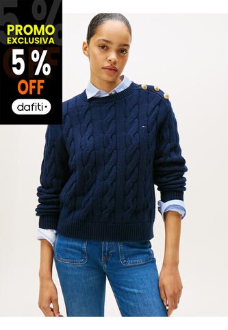Saco Azul De Cuello Redondo Con Botones Dorados Tommy Hilfiger Tommy Hilfiger