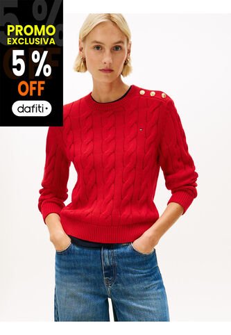 Saco Rojo De Cuello Redondo Con Botones Dorados Tommy Hilfiger Tommy Hilfiger