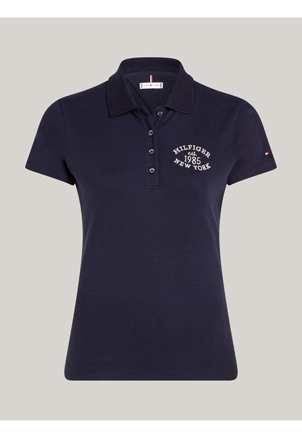 Polo Azul Varsity De Corte Slim Tommy Hilfiger