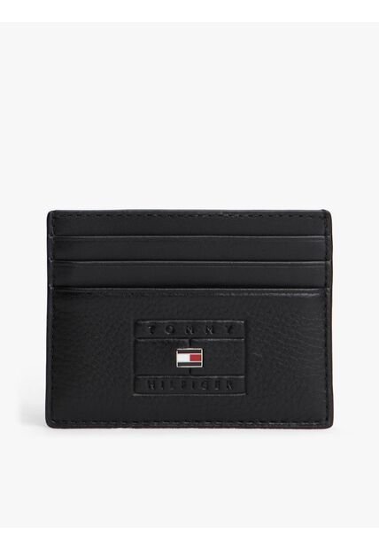 Tarjetero Negro De Cuero De Estilo Casual Tommy Hilfiger