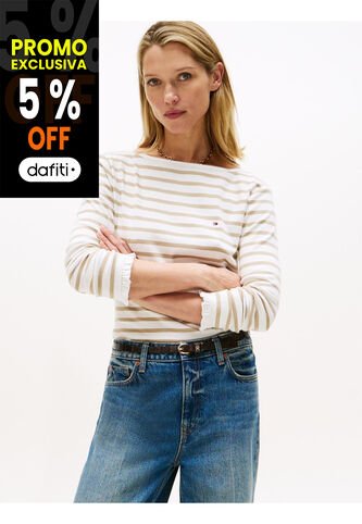 Saco Blanco De Cuello Barco Con Diseño De Rayas Tommy Hilfiger Tommy Hilfiger