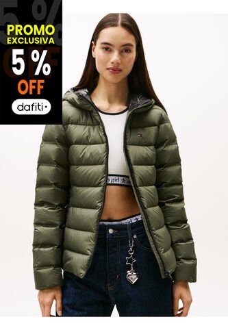 Chaqueta Gris Acolchada De Plumón Con Capota Tommy Jeans Tommy Hilfiger