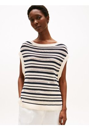 Saco Multicolor Amplio Sin Mangas Con Cuello Barco Tommy Hilfiger