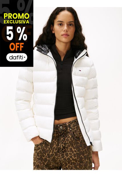 Chaqueta Blanca Acolchada De Plumón Con Capota Tommy Jeans