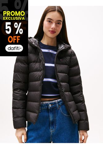 Chaqueta Negra Acolchada De Plumón Con Capota Tommy Jeans Tommy Hilfiger