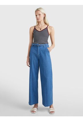 Jeans Anchos De Talle Alto Con Cinturón Mujer  Tommy Hilfiger